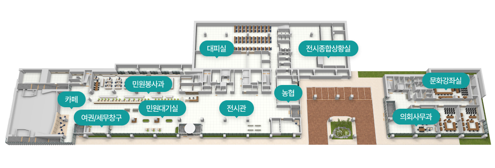 1층 안내도 이미지로 자세한 내용은 하단에 있습니다.