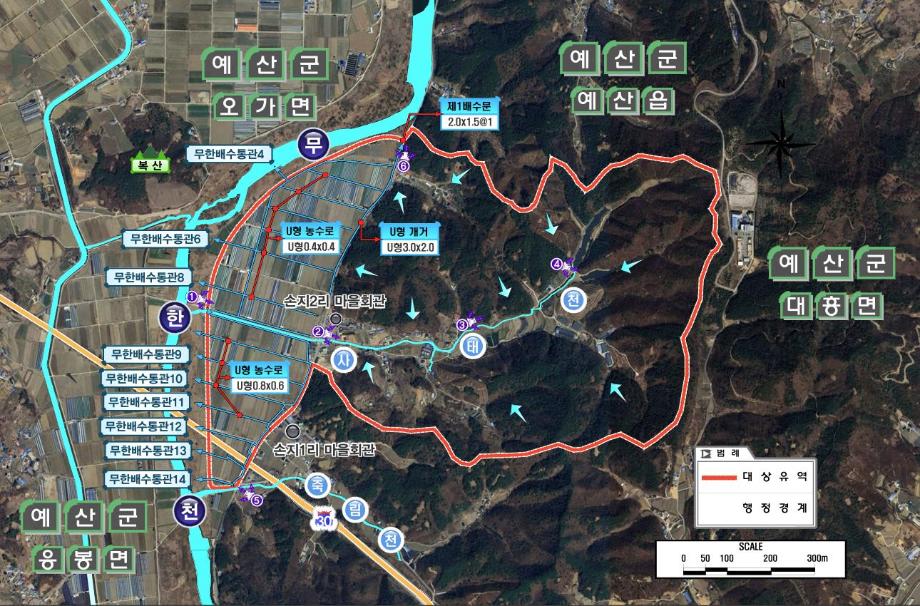 1.사태 자연재해위험개선지구 정비사업 위치도 이미지