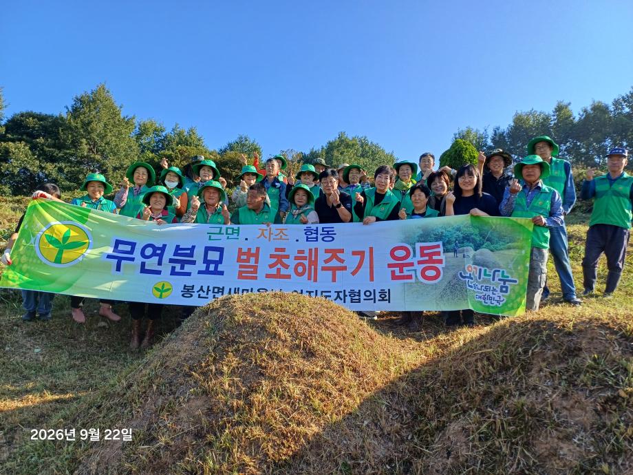 18.봉산면 새마을 무연분묘 벌초 활동 모습 이미지